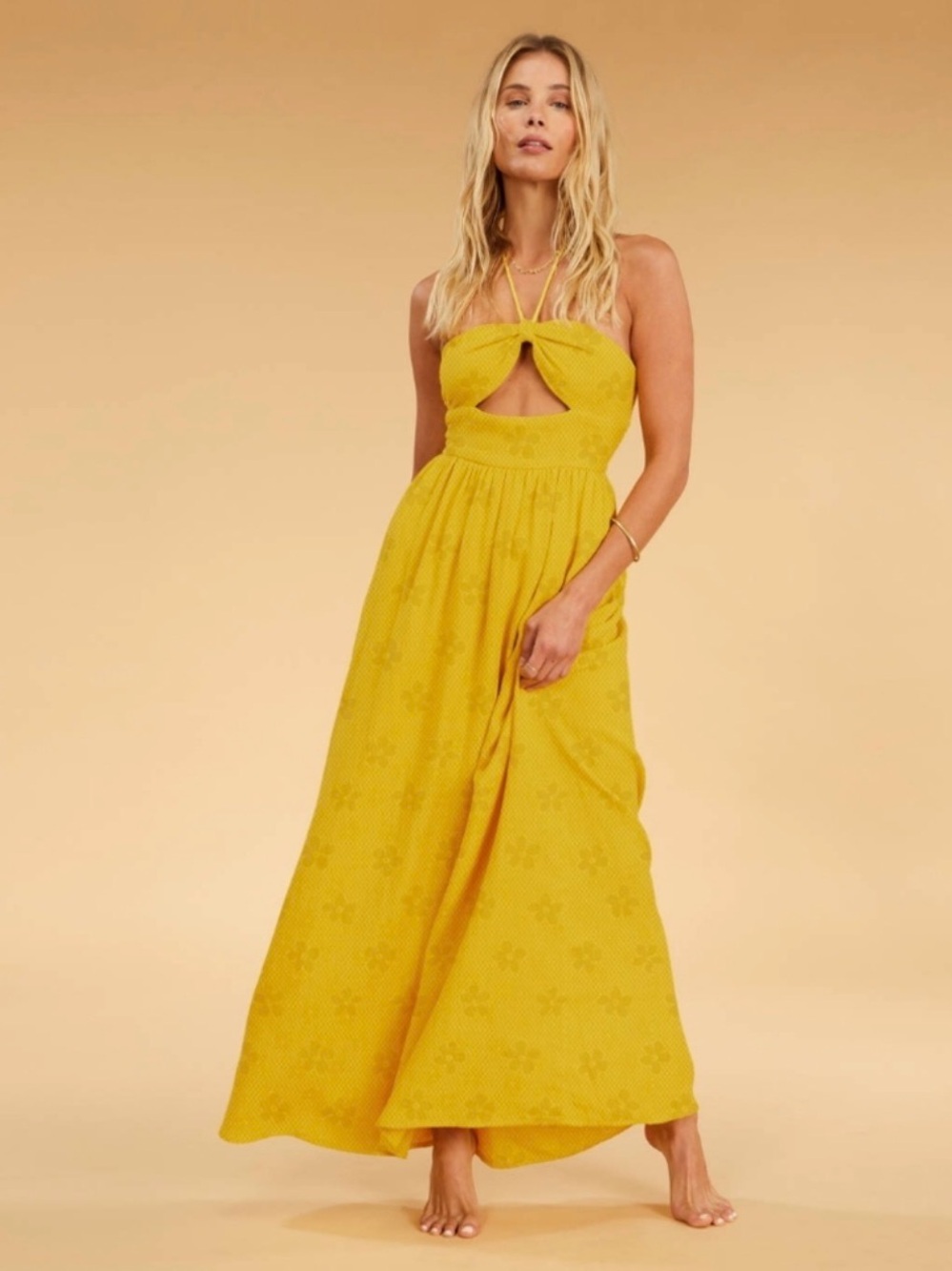 Billabong x The Salty Blonde Sunset Glow Cutout Halter Dress